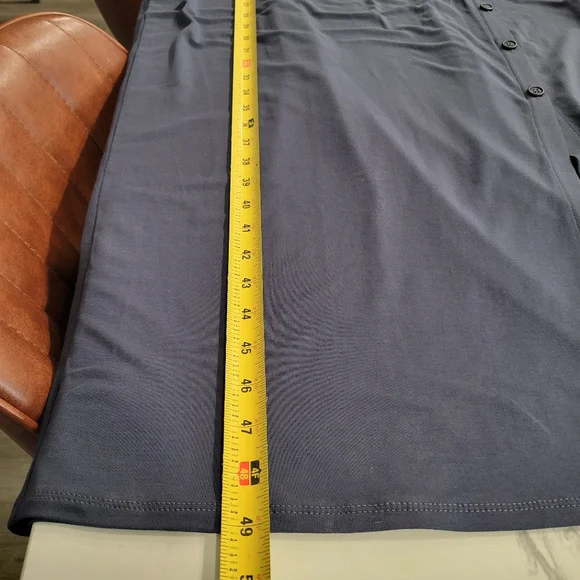 Garnet Hill Classic Navy Cap-Sleeve Knit Column Tencel Blend Midi Dress Size M - Picture 9 of 9